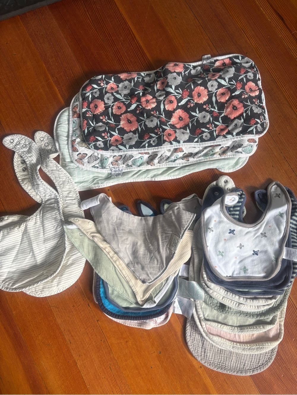 20 baby bibs and 3 burp cloths 100% cotton